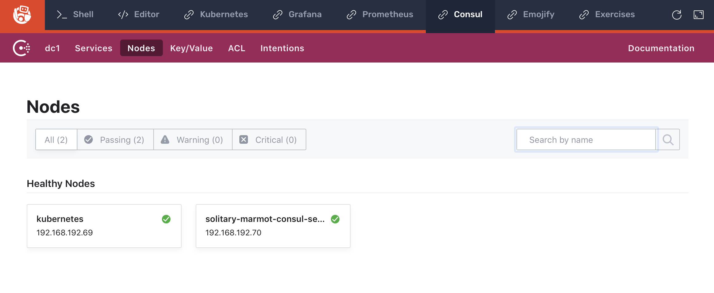 Lab 01, Exercise 02 Install Consul via Helm Chart servicemeshtraining